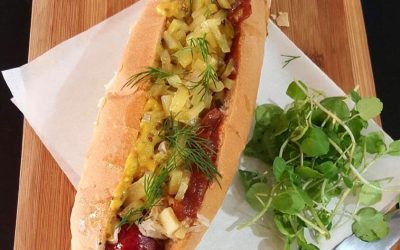 Gourmet Hot Dog with Sweet Mustard