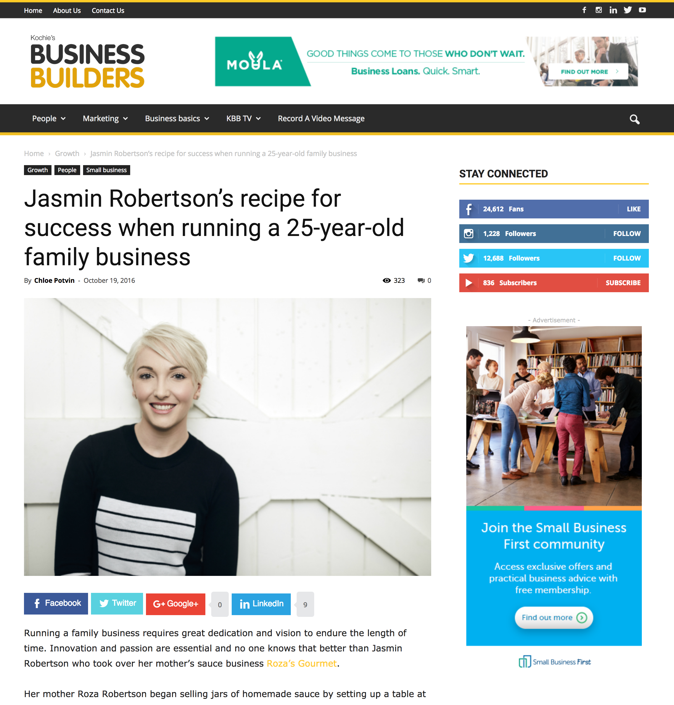 Jasmin Robertson’s recipe for success when running a 25-year-old family business