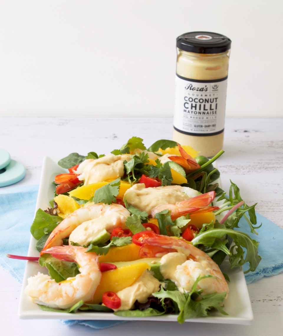 Prawn and Mango Salad with Coconut Chilli Mayonnaise Roza's Gourmet