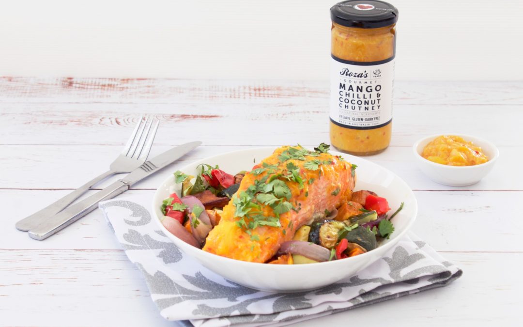 Mango Chilli & Coconut Chutney Glazed Salmon