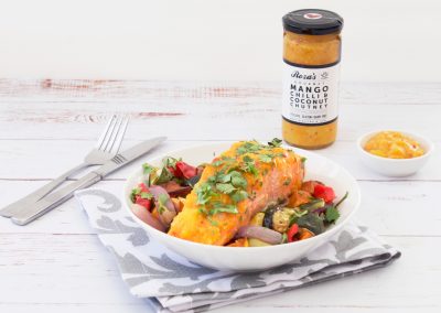 Mango Chilli & Coconut Chutney Glazed Salmon