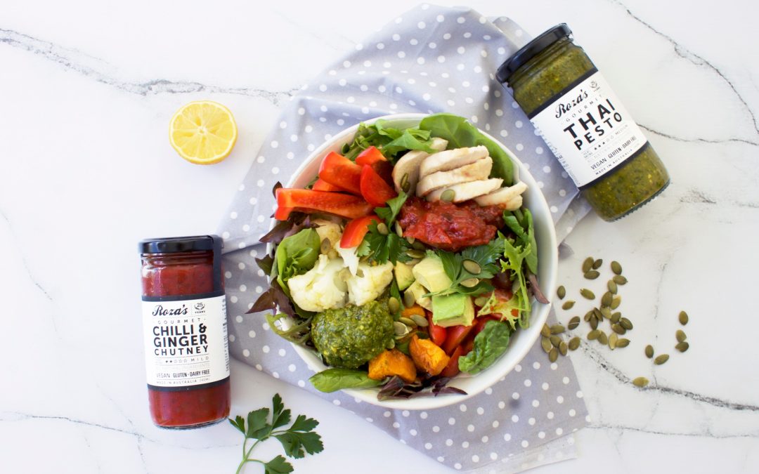 Nourish Bowl with Thai Pesto and Chilli & Ginger Chutney