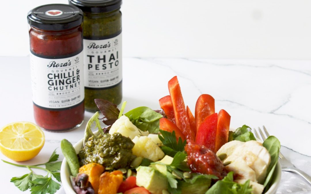 Nourish Bowl with Thai Pesto and Chilli & Ginger Chutney