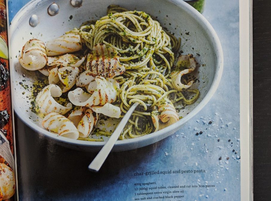 Char-Grilled Squid and Pesto Pasta