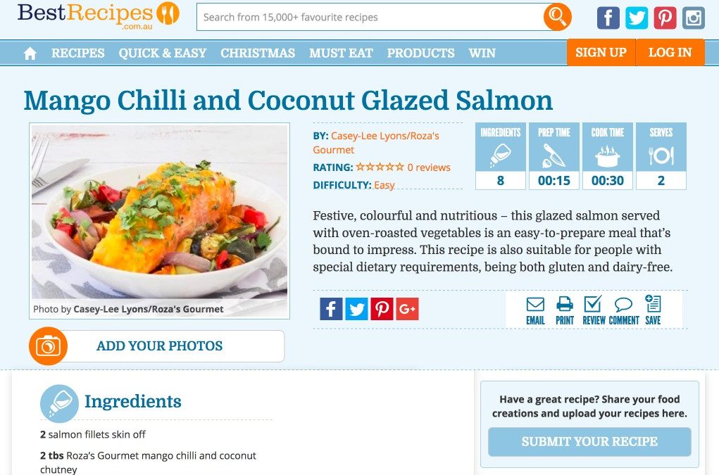Mango Chilli Coconut Glazed Salmon