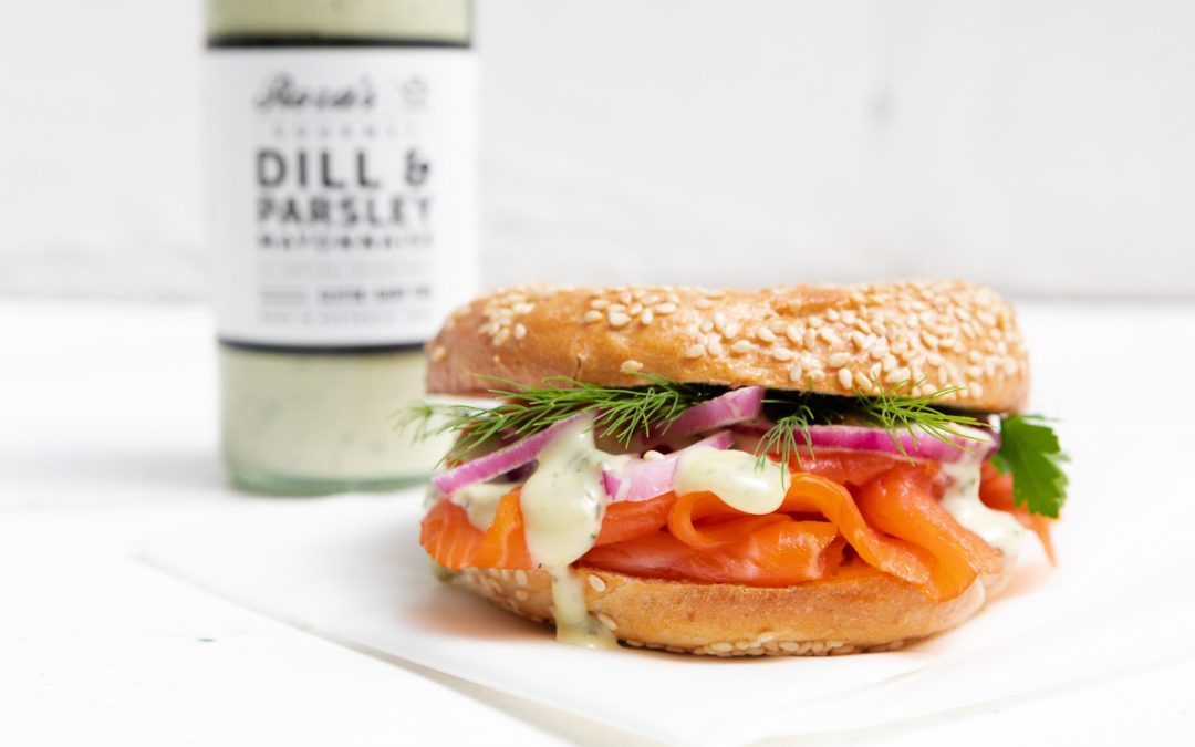 Smoked Trout Bagel with Dill & Parsley Mayonnaise