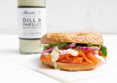 Smoked Trout Bagel with Dill & Parsley Mayonnaise